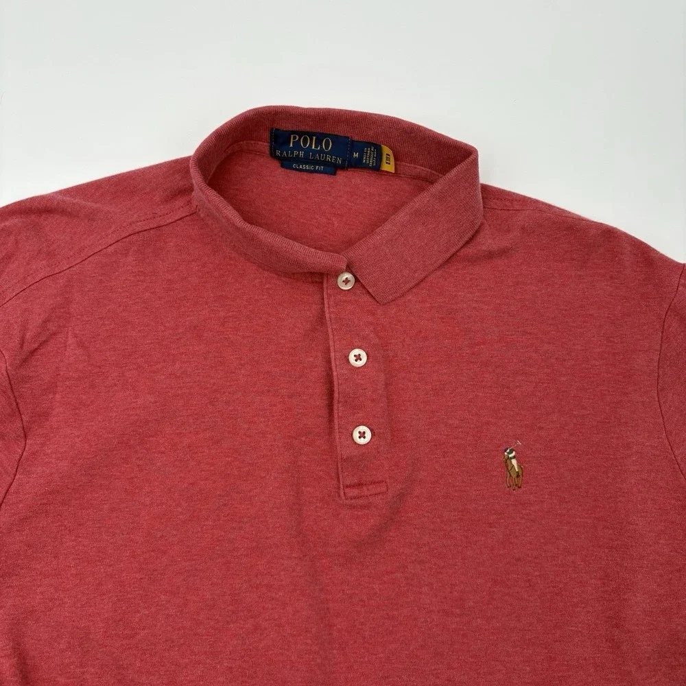 Polo Ralph Lauren Mens Medium Red Classic Fit Cotton Pique Short Sleeve Polo